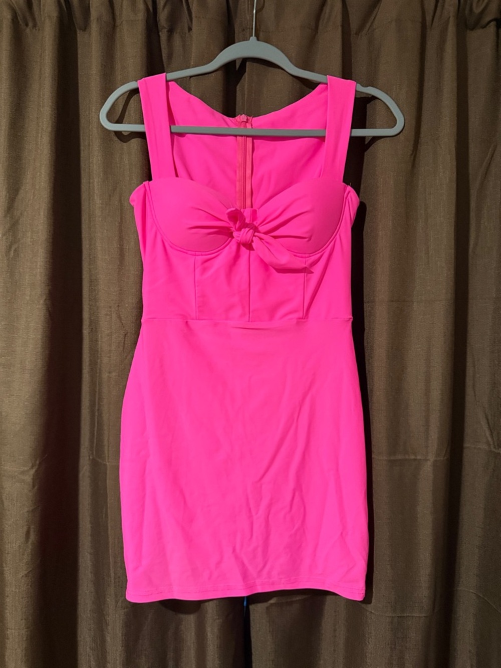Hot Pink Knot-Front Bodycon Dress - Women's